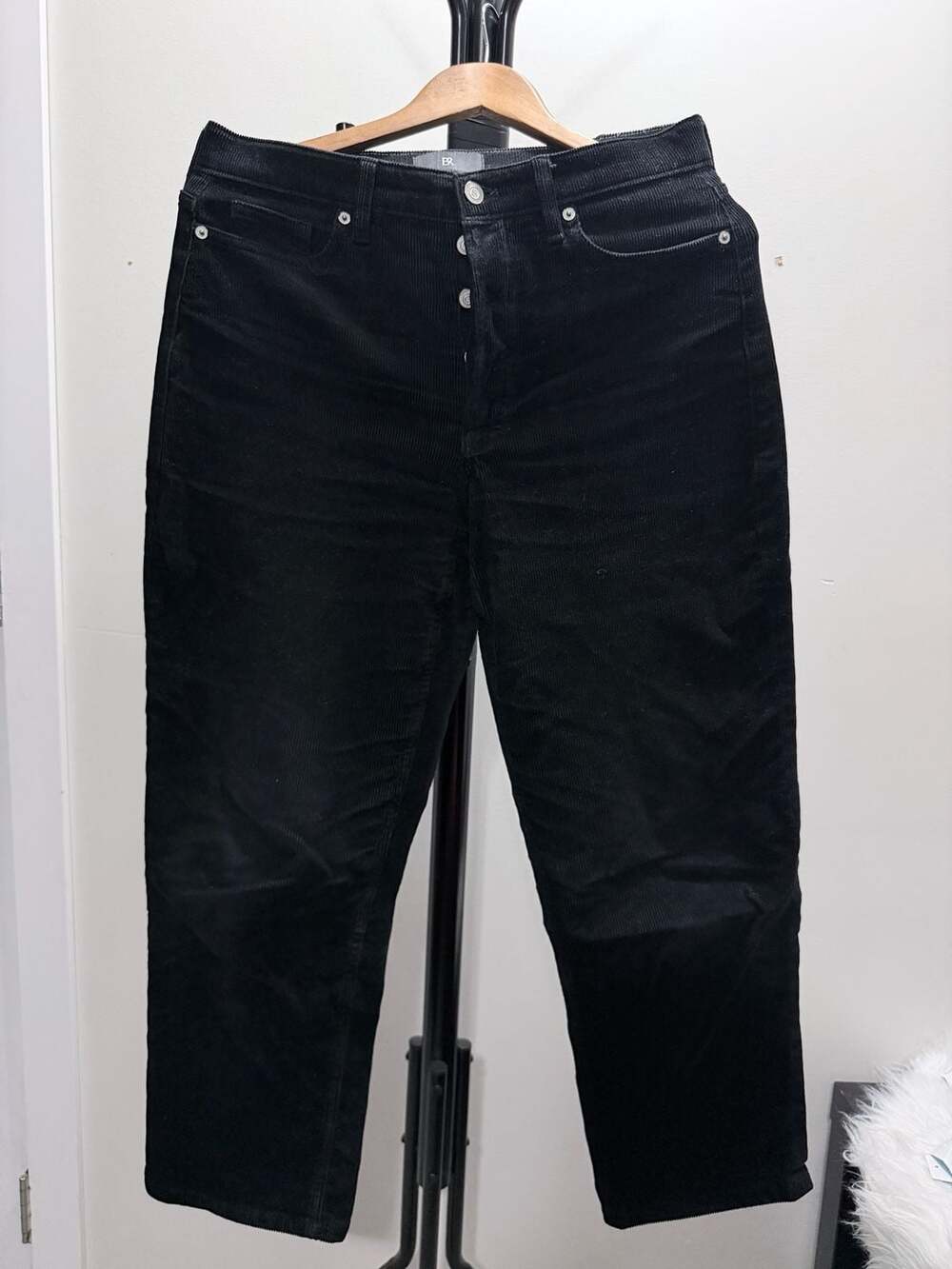 Banana Republic High-Rise Button-Fly Corduroy Pants - Black sz 29 petite womens
